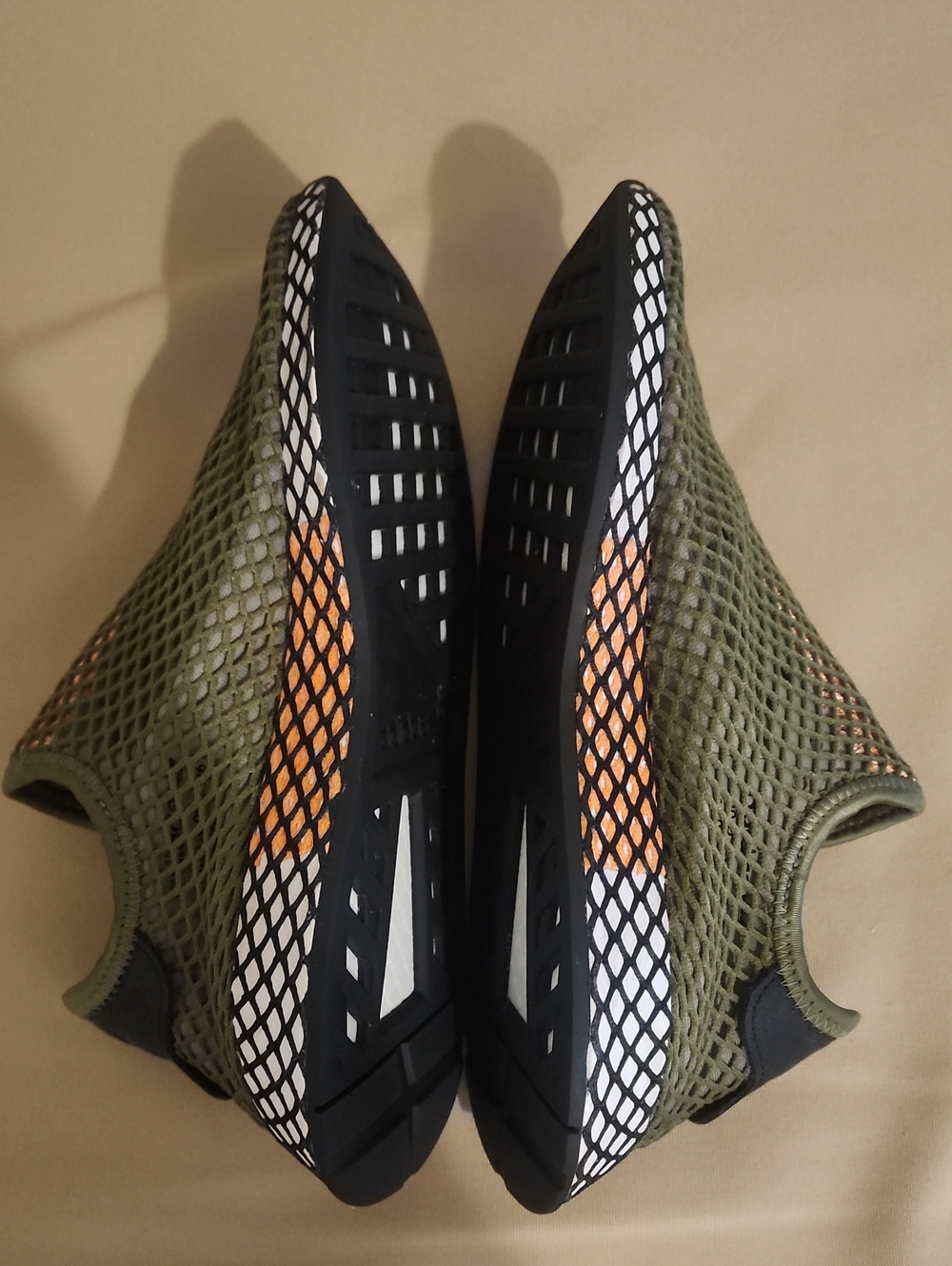 adidas Deerupt Runner Olive Green Slip-On Sneakers with Black Heel and Netting